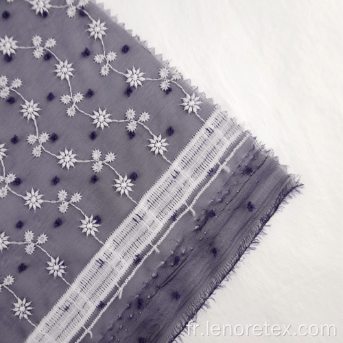 Tissu brodé de tulle 100% polyester tissé